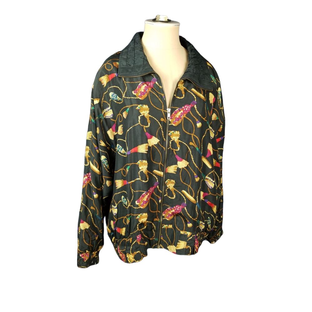 Bocoo Silk Jacket Print Vintage Chic Colorful Eurpcore Size Large